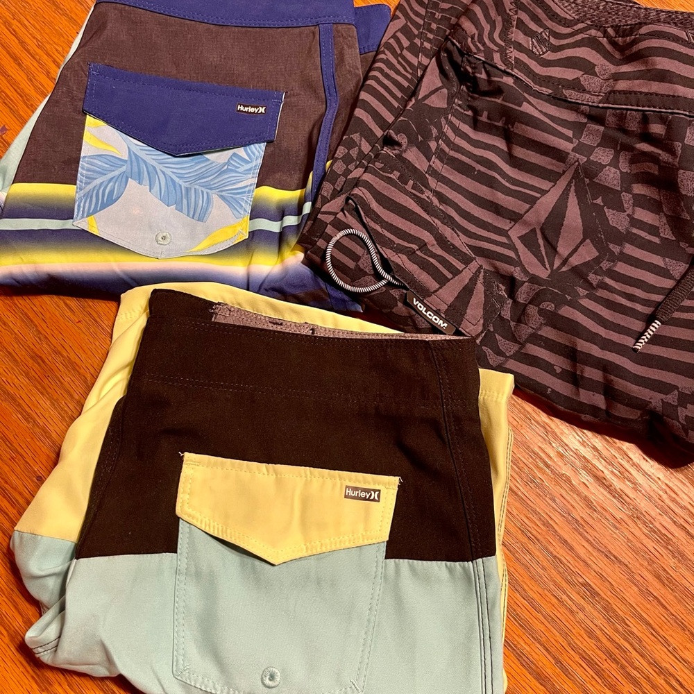Boys Hurley Volcom swimming trunks